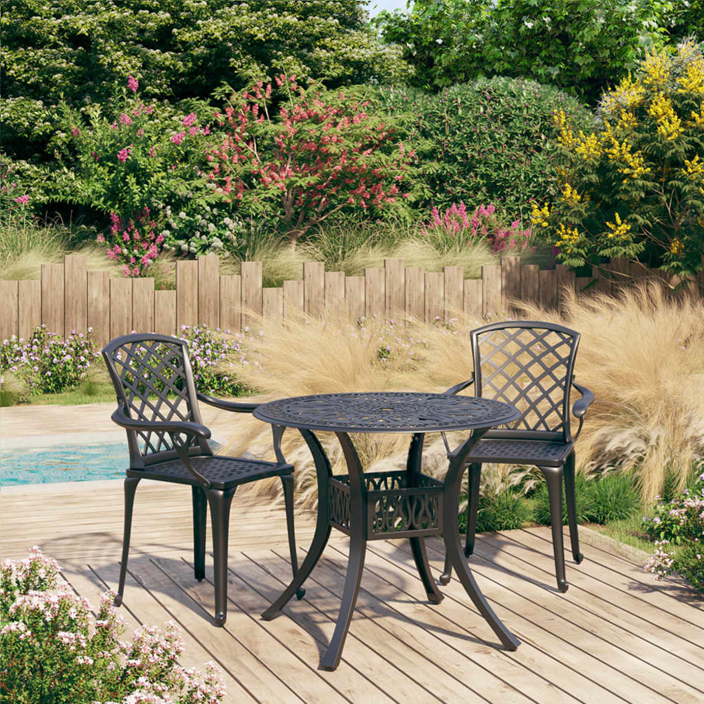 Berkfield 3 Piece Bistro Set Cast Aluminium Black
