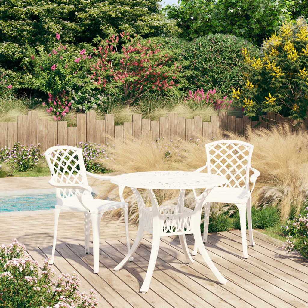 Berkfield 3 Piece Bistro Set Cast Aluminium White