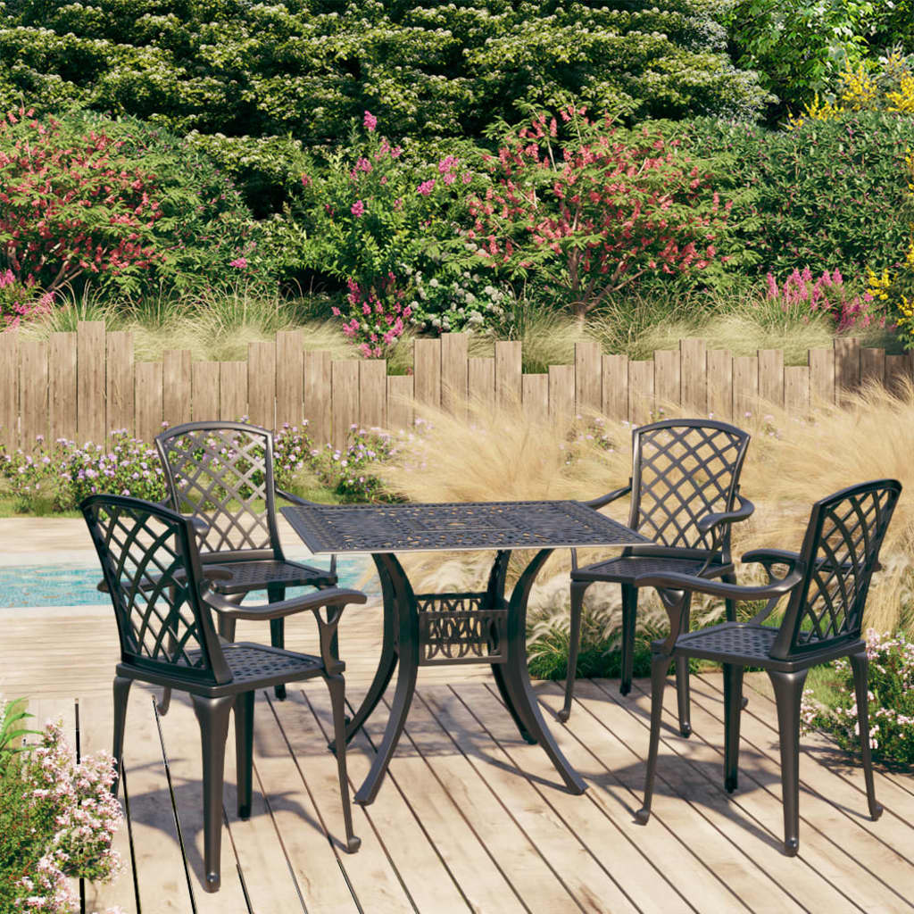 Berkfield 5 Piece Bistro Set Cast Aluminium Black