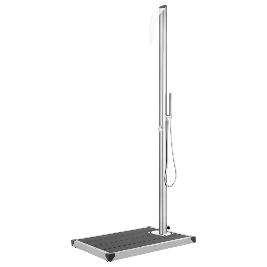 Berkfield Garden Shower with Grey Base 225 cm Stainless Steel