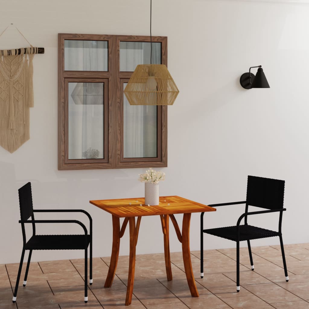 Berkfield 3 Piece Garden Dining Set Black