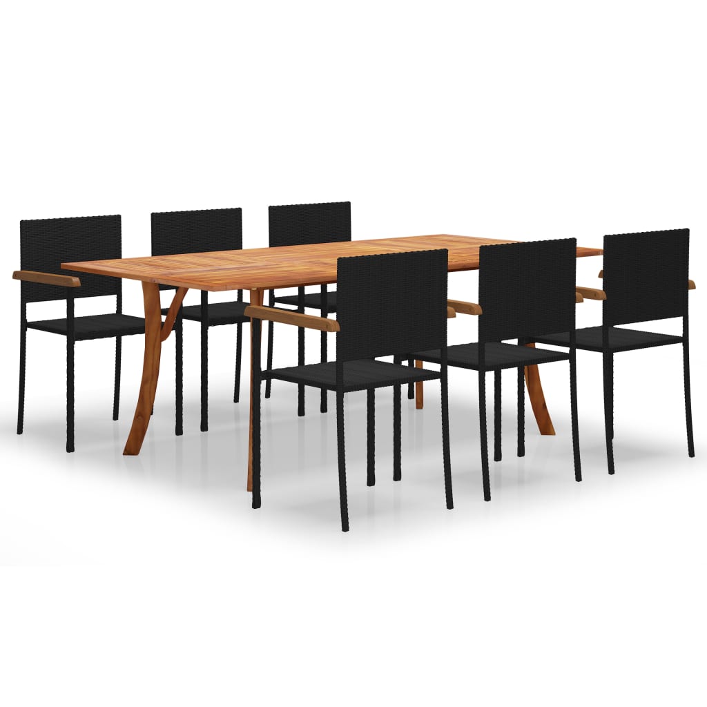 Berkfield 7 Piece Garden Dining Set Black