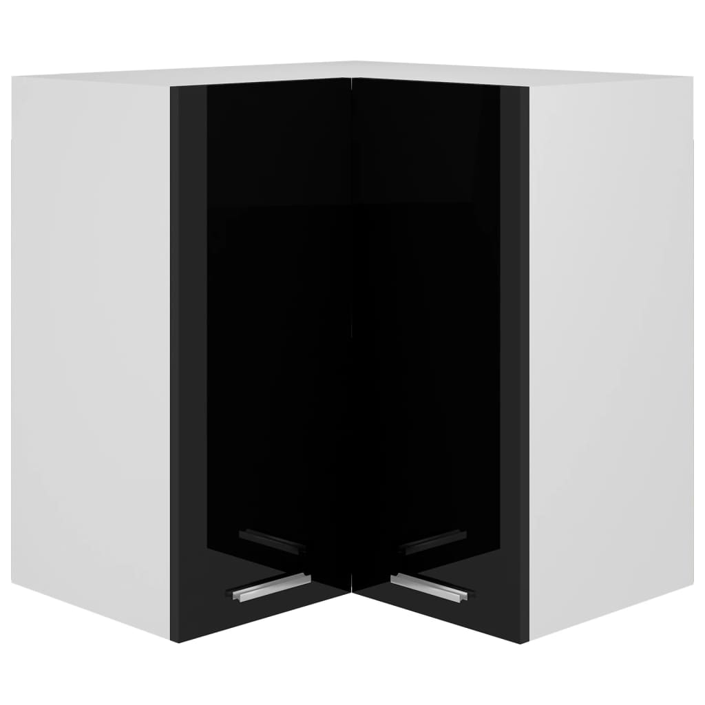 Berkfield Hanging Corner Cabinet High Gloss Black 57x57x60 cm Engineered Wood