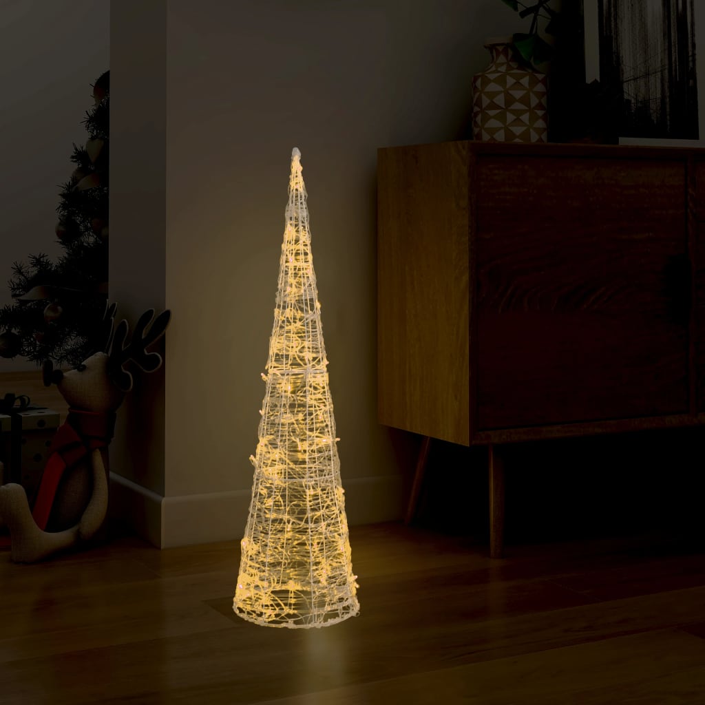 Berkfield Acrylic Decorative Pyramid LED Light Cone Warm White 90 cm
