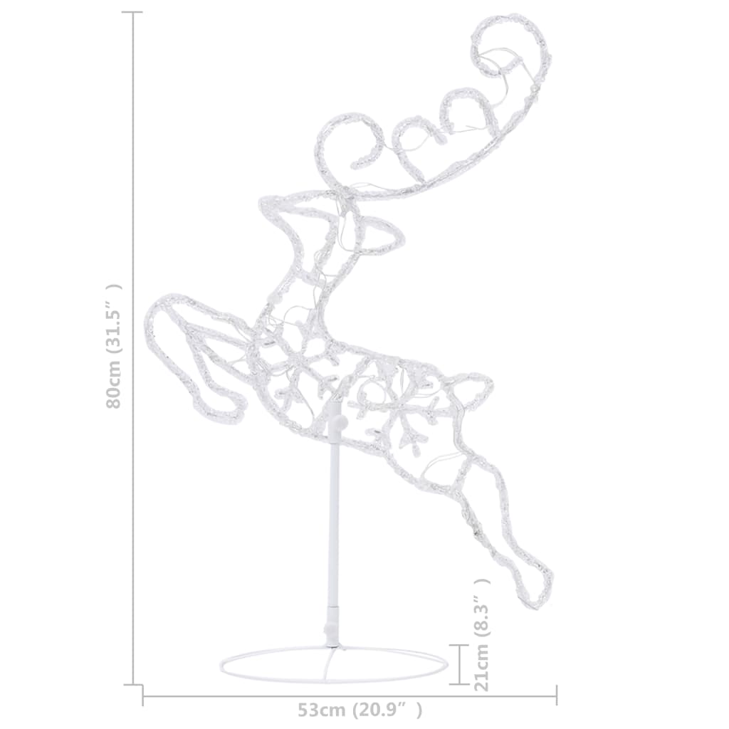 Berkfield Acrylic Christmas Flying Reindeer&Sleigh 260x21x87cm Warm White