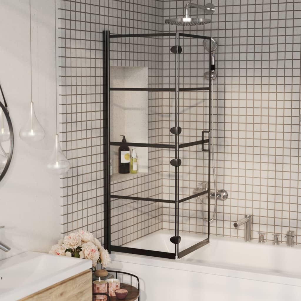 Berkfield Folding Shower Enclosure ESG 100x140 cm Black