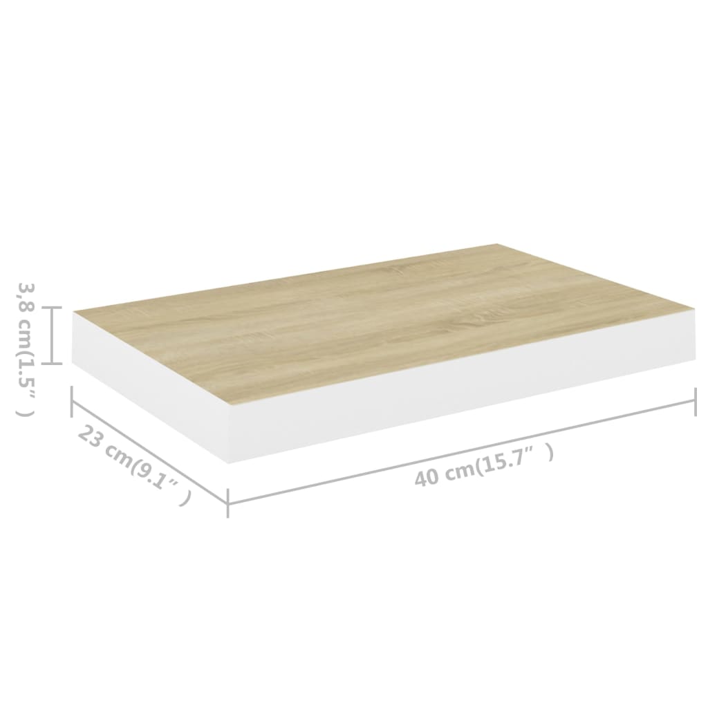 Berkfield Floating Wall Shelf Oak and White 40x23x3.8 cm MDF