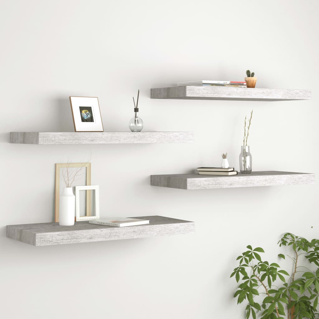 Berkfield Floating Wall Shelves 4 pcs Concrete Grey 60x23.5x3.8 cm MDF