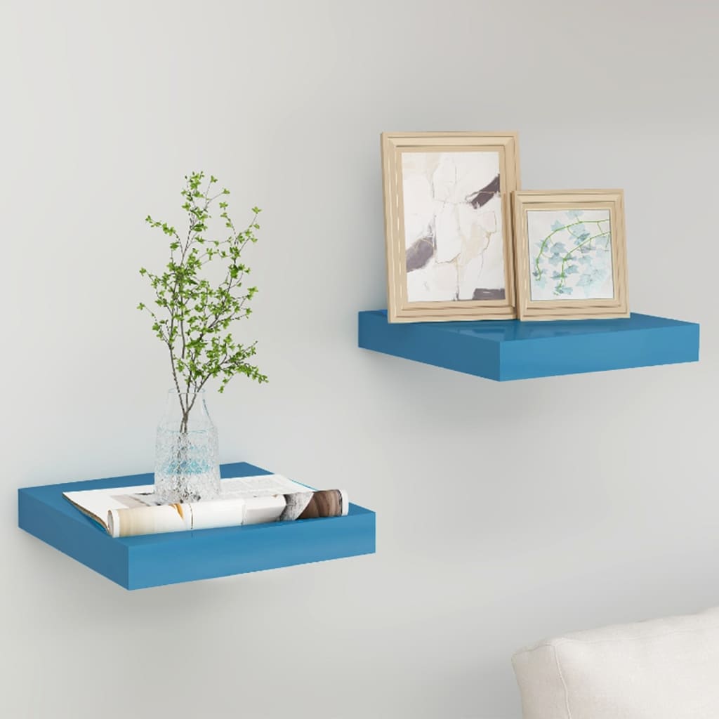 Berkfield Floating Wall Shelves 2 pcs Blue 23x23.5x3.8 cm MDF