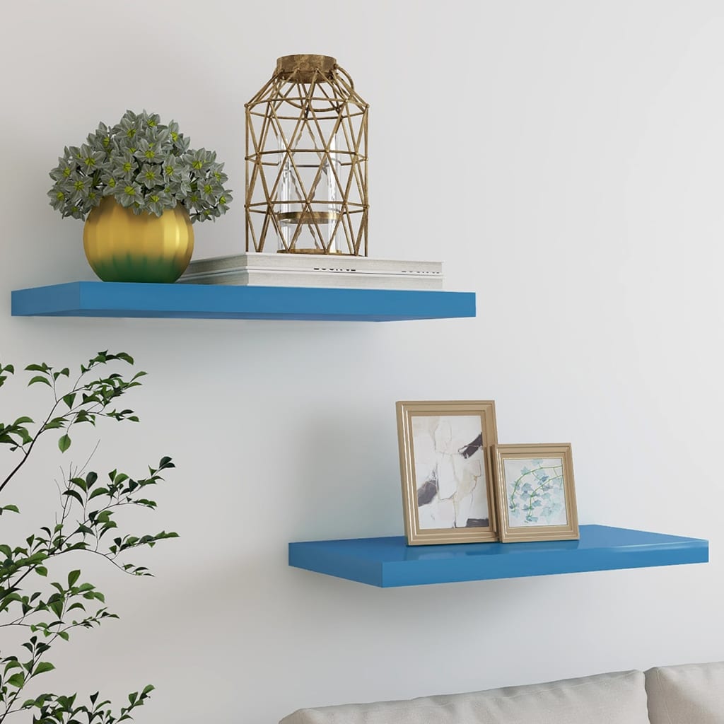 Berkfield Floating Wall Shelves 2 pcs Blue 60x23.5x3.8 cm MDF