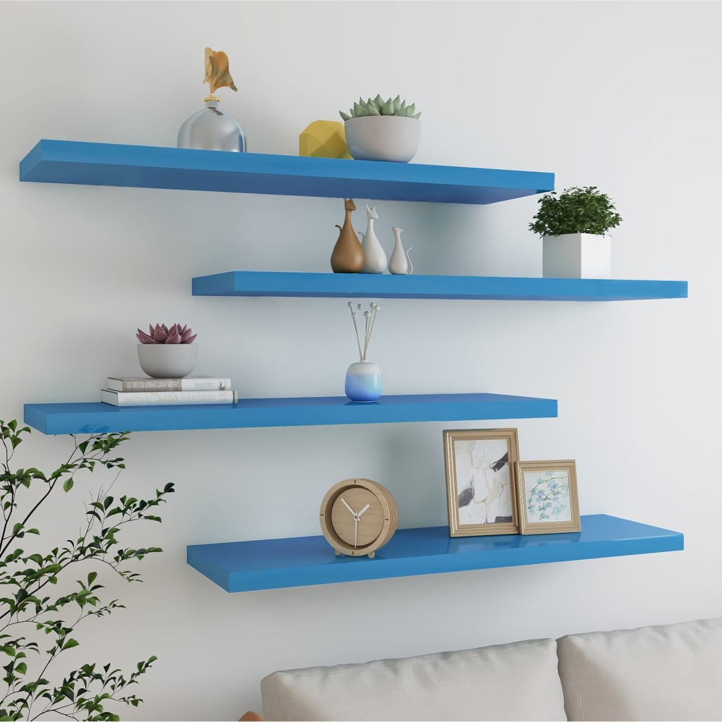 Berkfield Floating Wall Shelves 4 pcs Blue 90x23.5x3.8 cm MDF