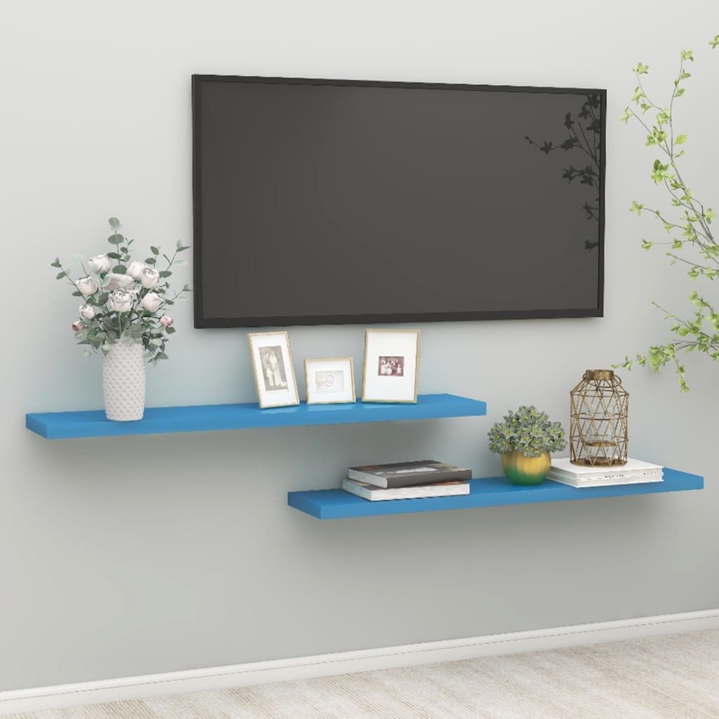 Berkfield Floating Wall Shelves 2 pcs Blue 120x23.5x3.8 cm MDF