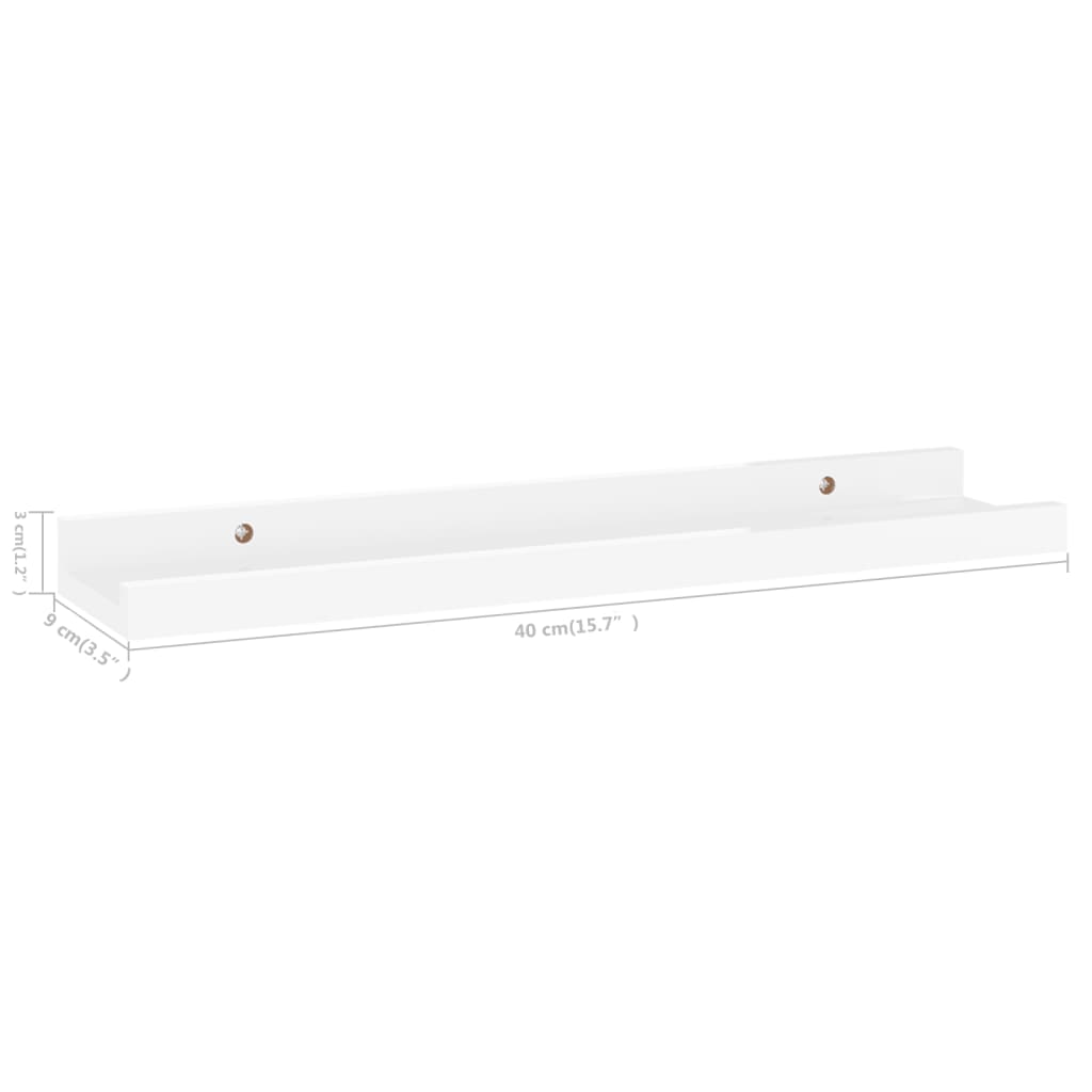 Berkfield Wall Shelves 2 pcs High Gloss White 40x9x3 cm