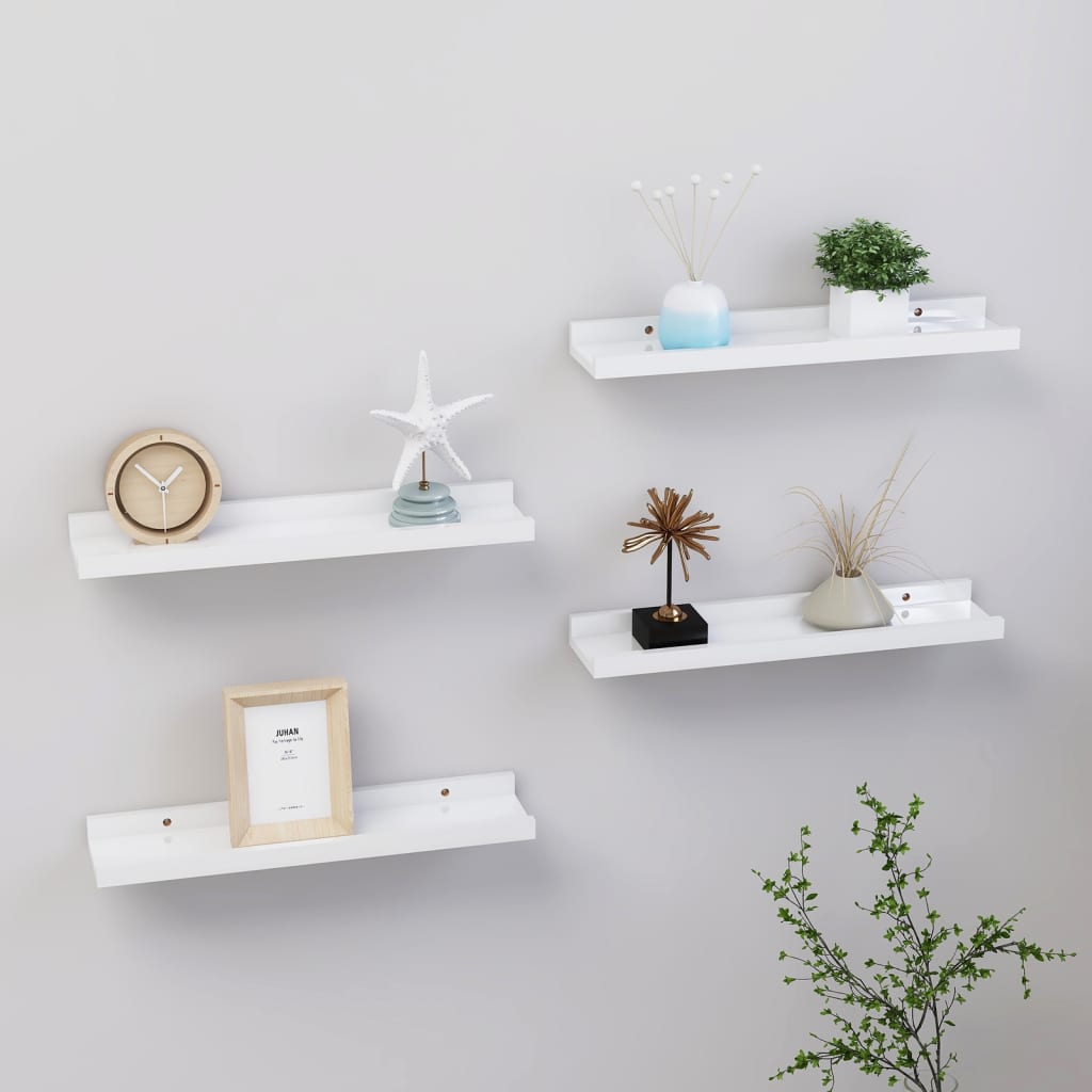 Berkfield Wall Shelves 4 pcs High Gloss White 40x9x3 cm