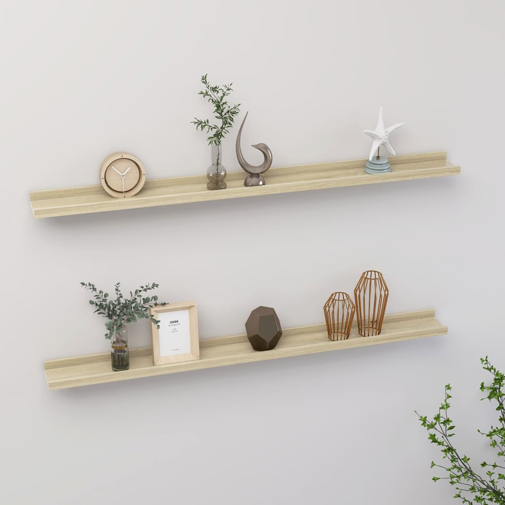 Berkfield Wall Shelves 2 pcs Sonoma Oak 100x9x3 cm