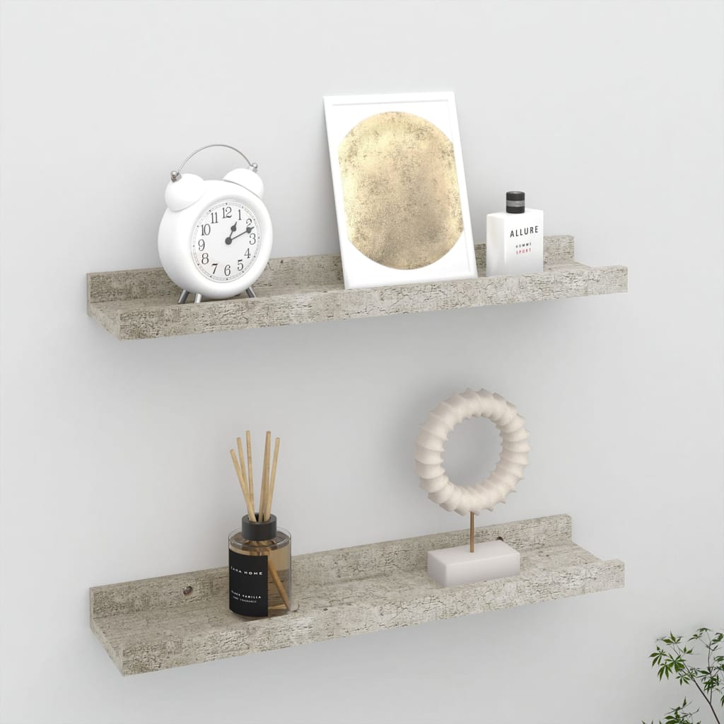 Berkfield Wall Shelves 2 pcs Concrete Grey 40x9x3 cm