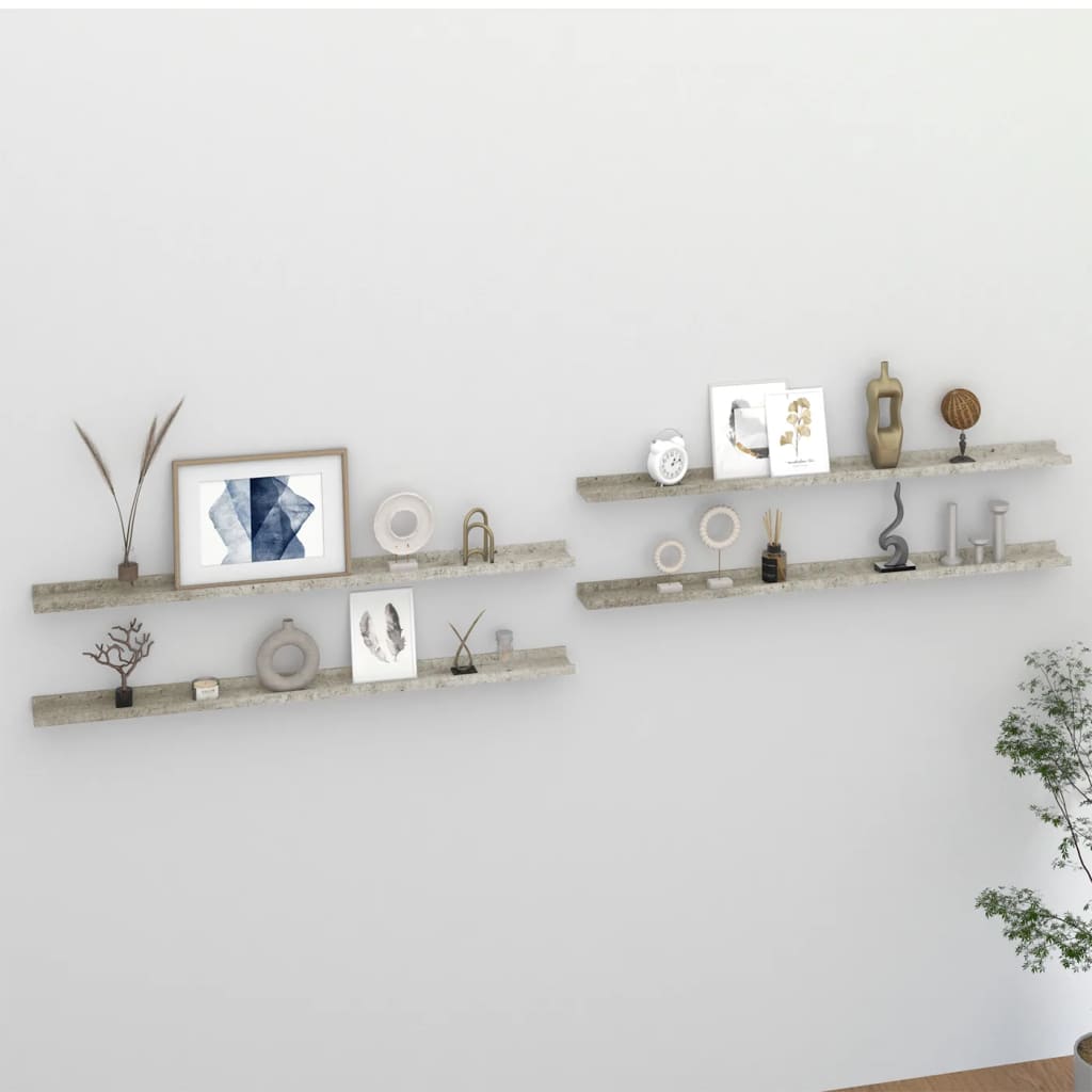 Berkfield Wall Shelves 4 pcs Concrete Grey 115x9x3 cm