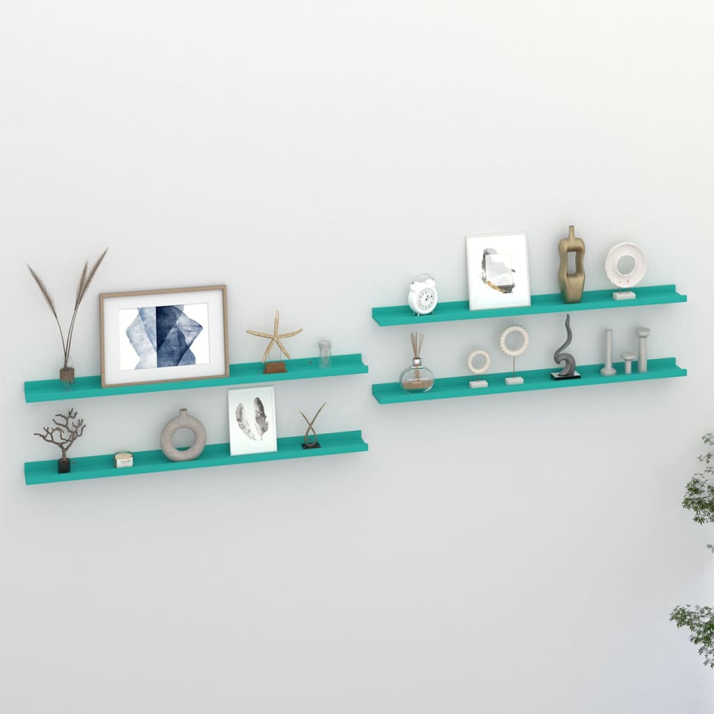Berkfield Wall Shelves 4 pcs Blue 100x9x3 cm