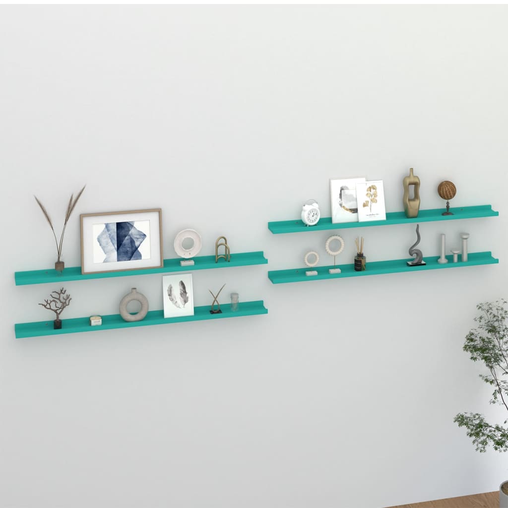 Berkfield Wall Shelves 4 pcs Blue 115x9x3 cm