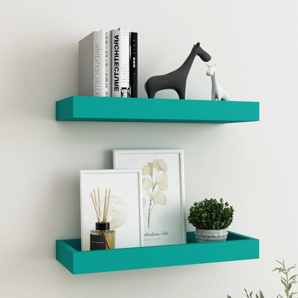 Berkfield Loggia Wall Shelves 2 pcs Blue 40x15x4 cm MDF