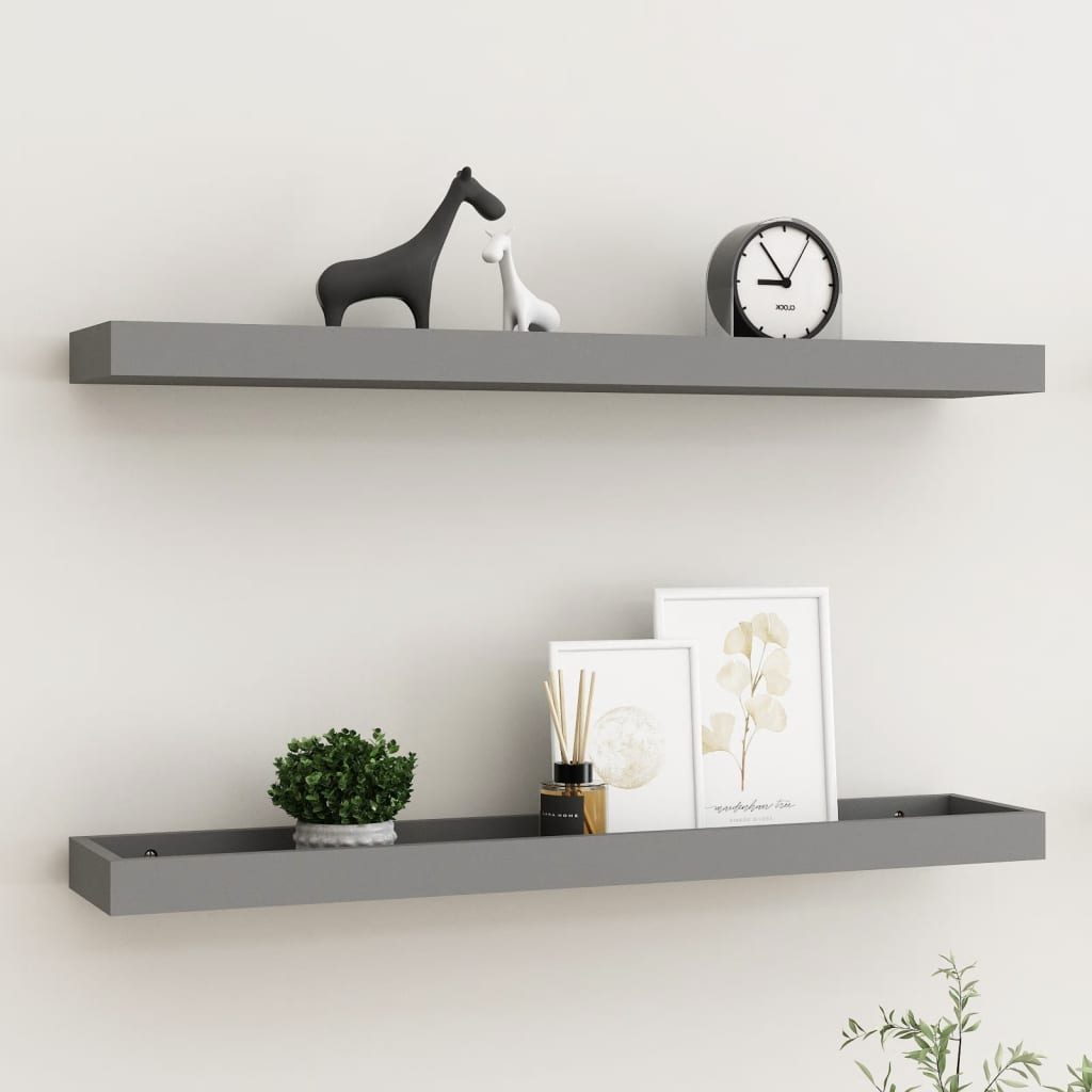 Berkfield Loggia Wall Shelves 2 pcs Grey 80x15x4 cm MDF