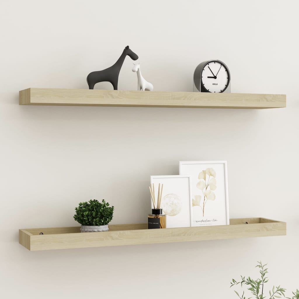 Berkfield Loggia Wall Shelves 2 pcs Oak 80x15x4 cm MDF