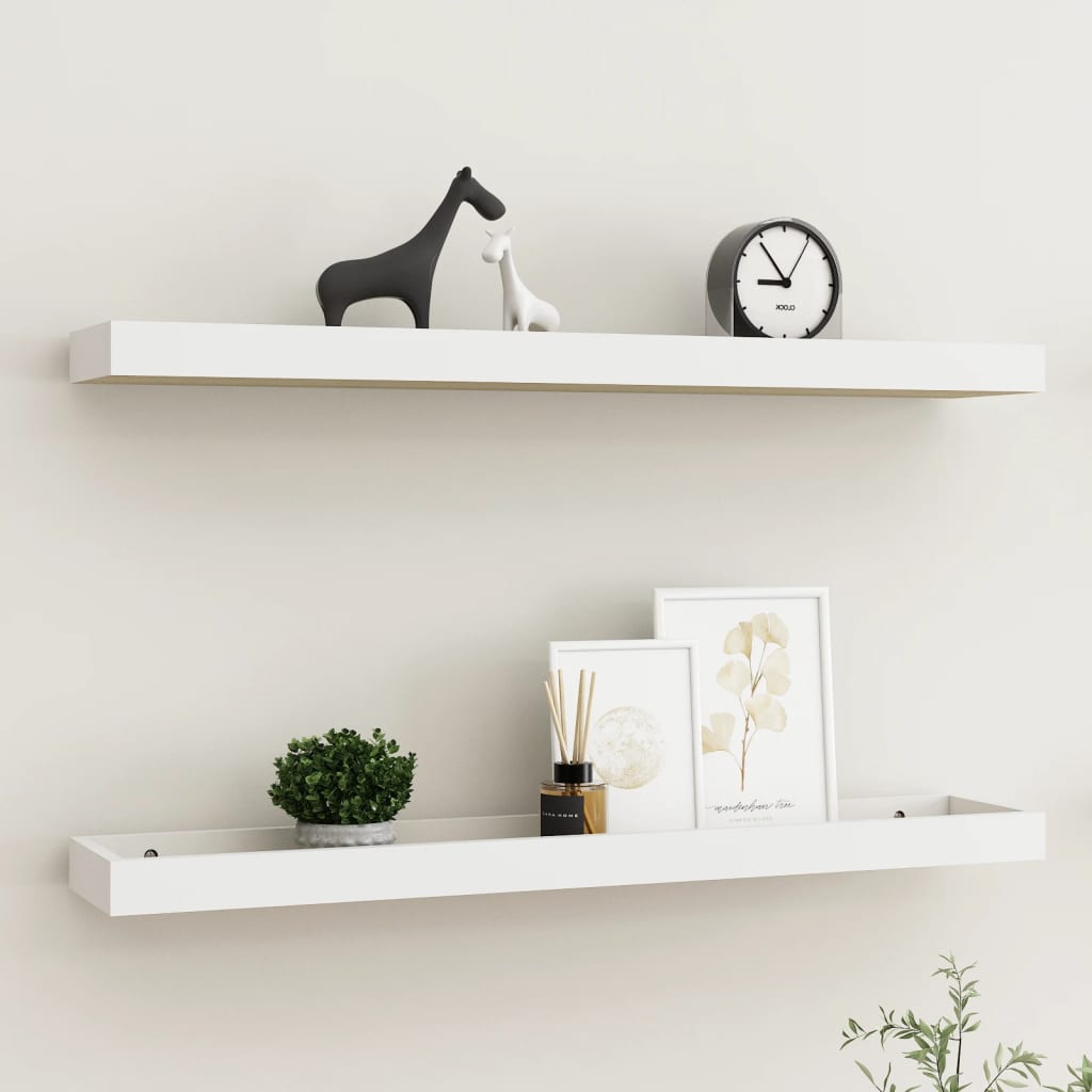 Berkfield Loggia Wall Shelves 2 pcs Oak and White 80x15x4 cm MDF