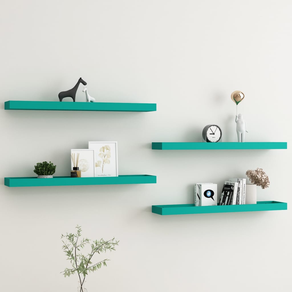 Berkfield Loggia Wall Shelves 4 pcs Blue 80x15x4 cm MDF