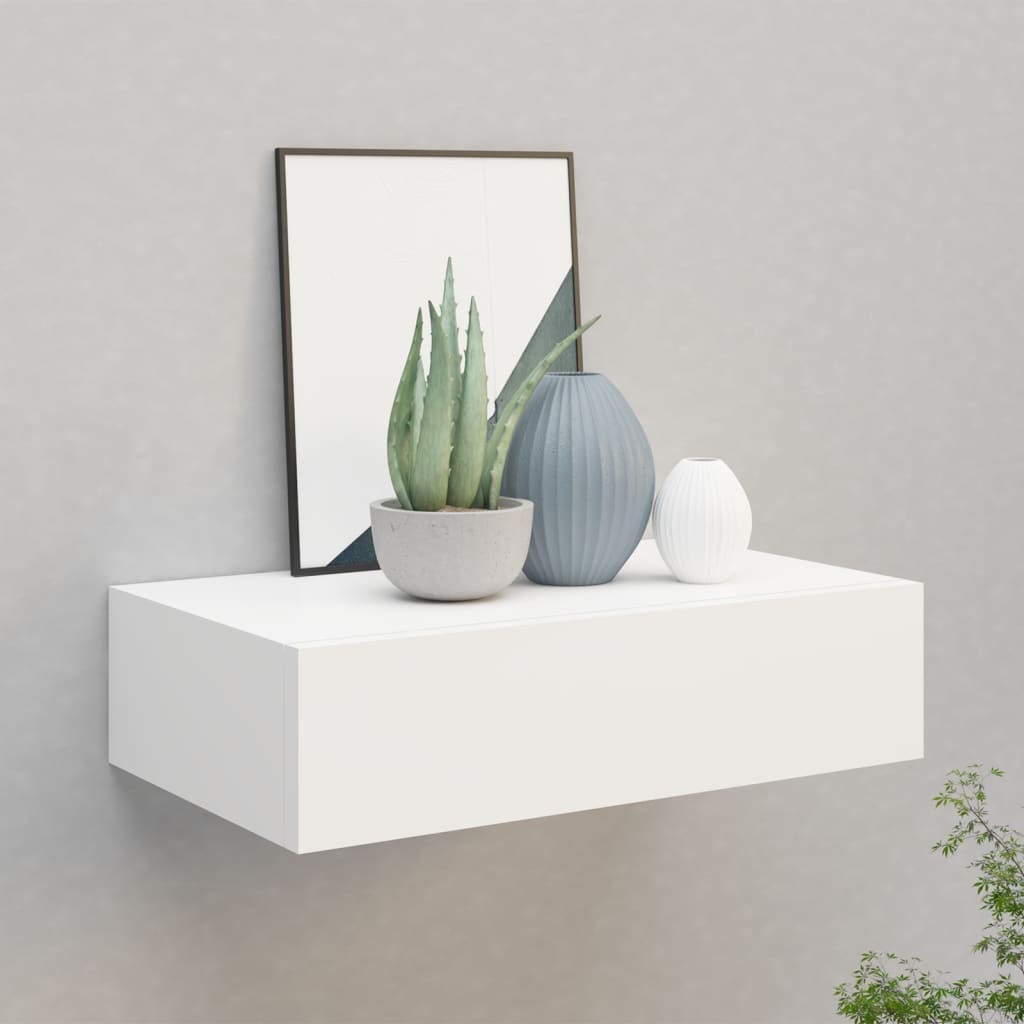 Berkfield Wall-mounted Drawer Shelf White 40x23.5x10 cm MDF