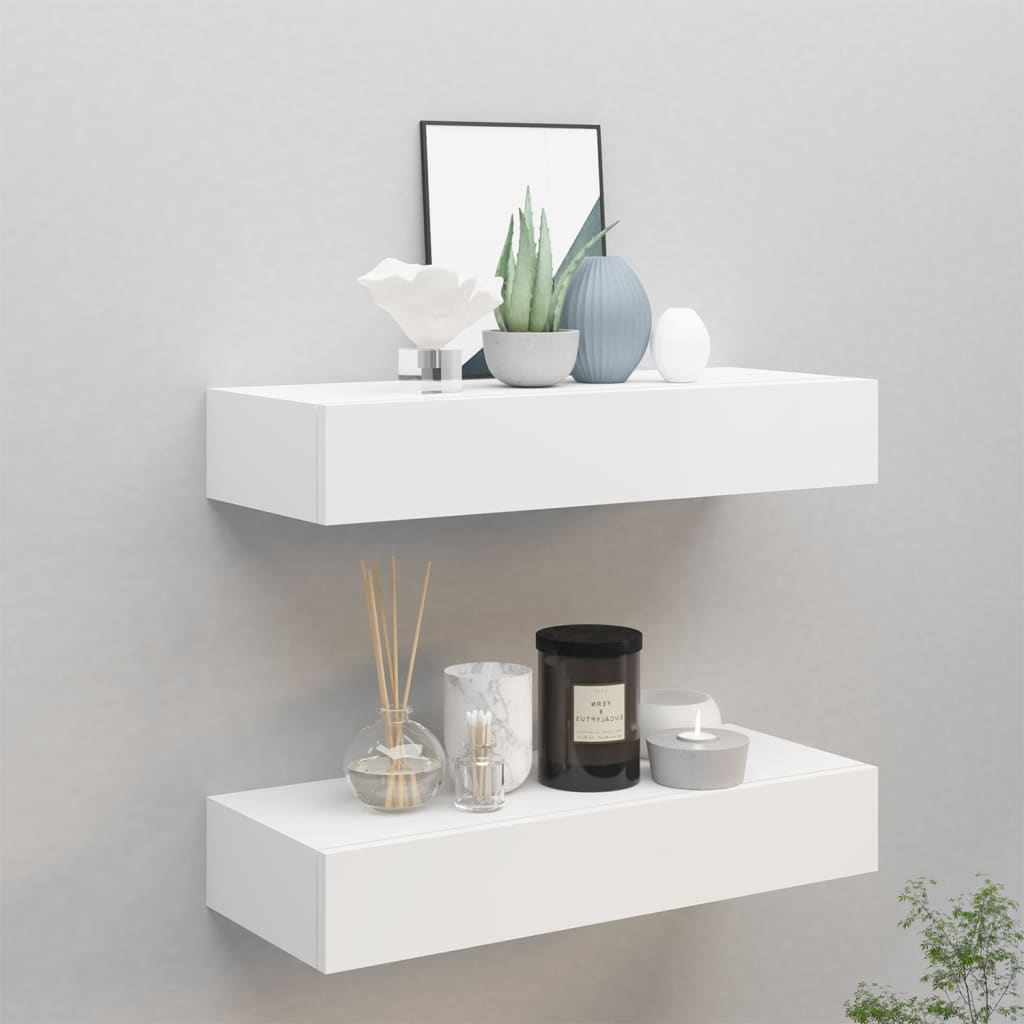 Berkfield Wall-mounted Drawer Shelves 2 pcs White 60x23.5x10cm MDF