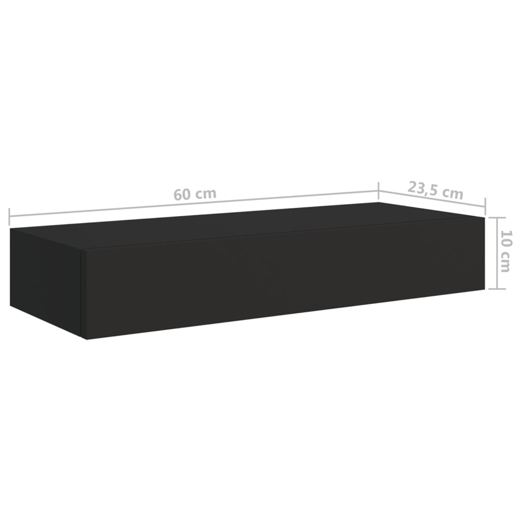 Berkfield Wall-mounted Drawer Shelf Black 60x23.5x10cm MDF
