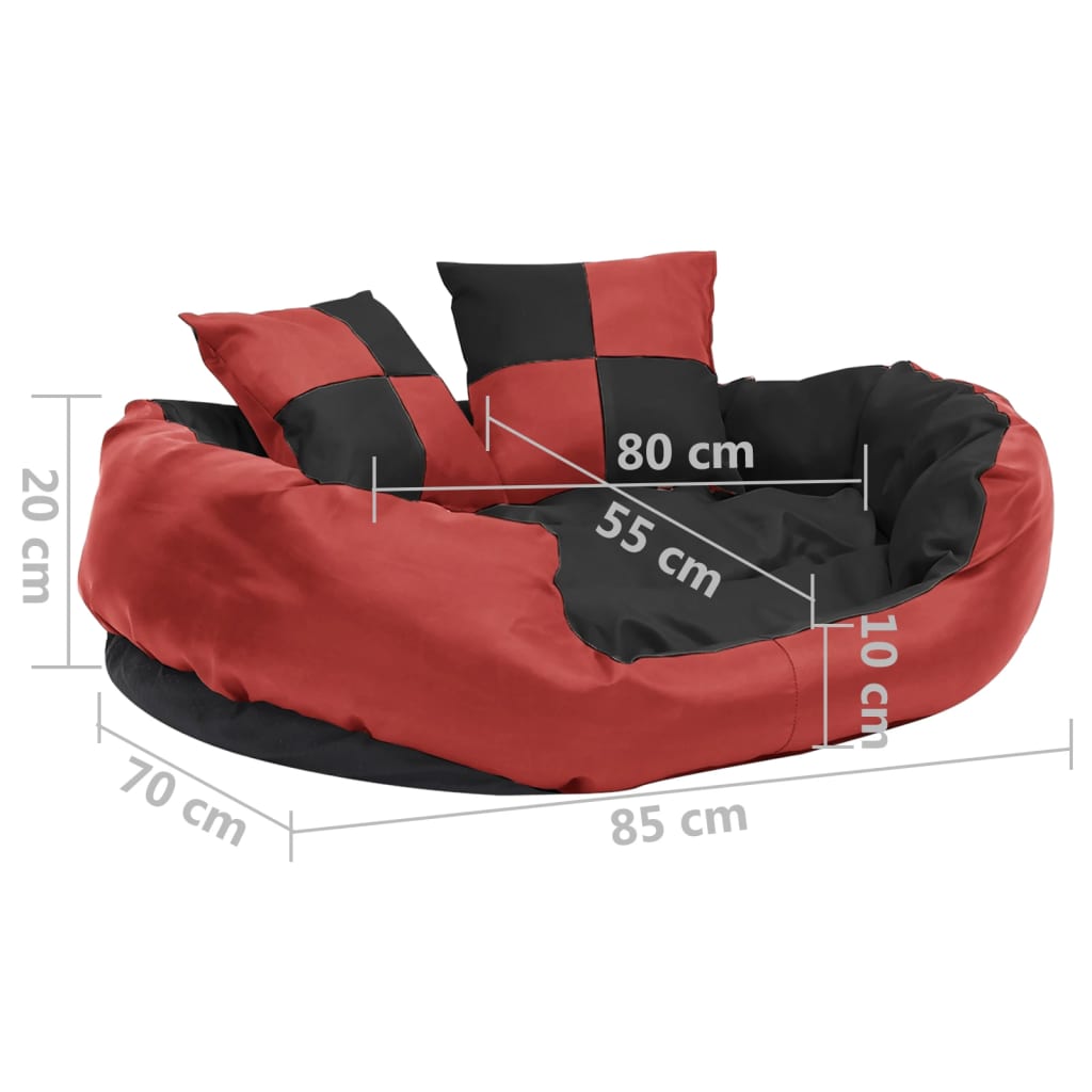 Berkfield Reversible & Washable Dog Cushion Red and Black 85x70x20 cm