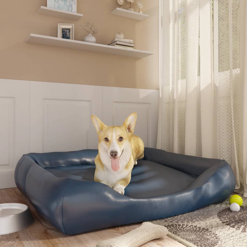 Berkfield Dog Bed Dark Blue 105x80x25 cm Faux Leather