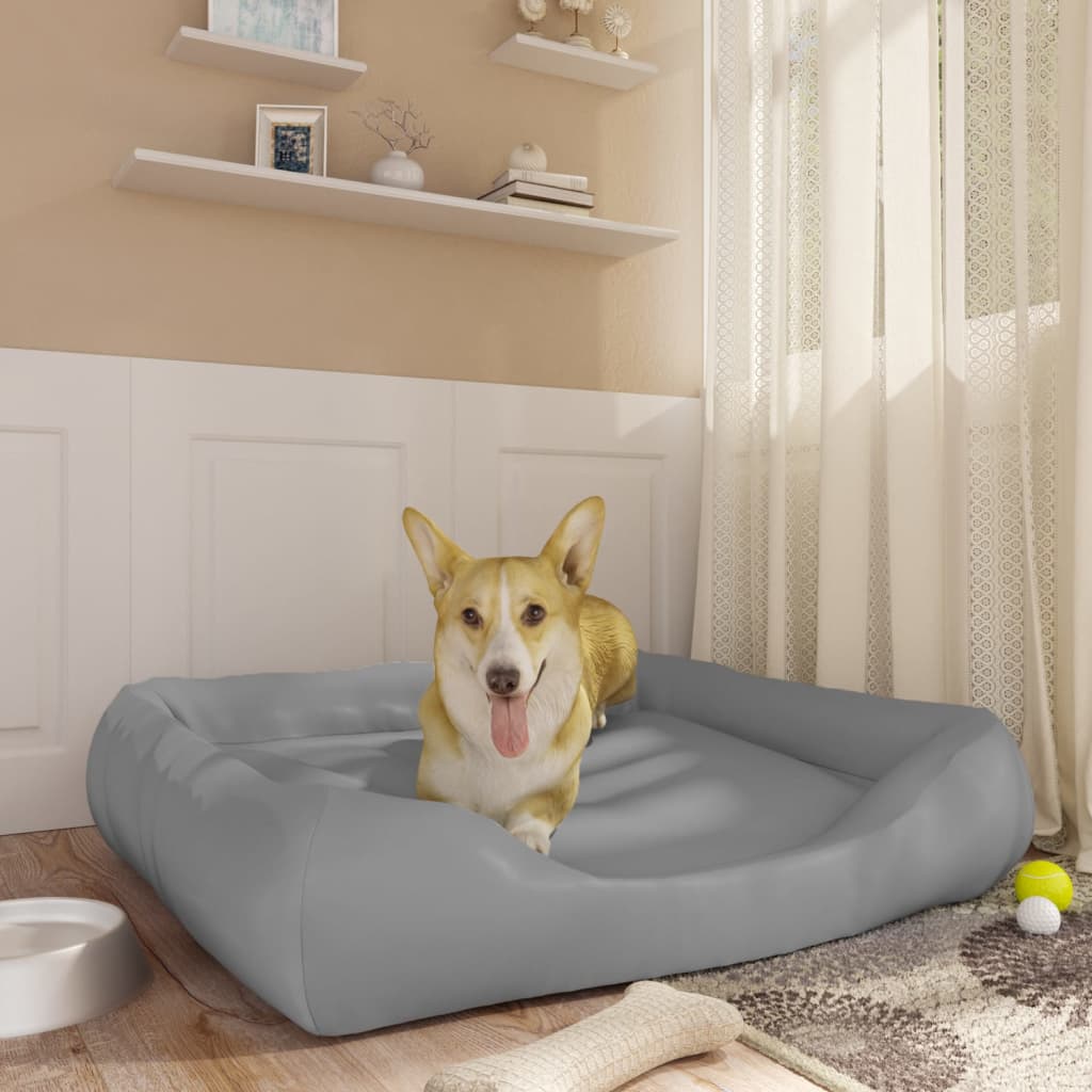Berkfield Dog Bed Light Grey 80x68x23 cm Faux Leather