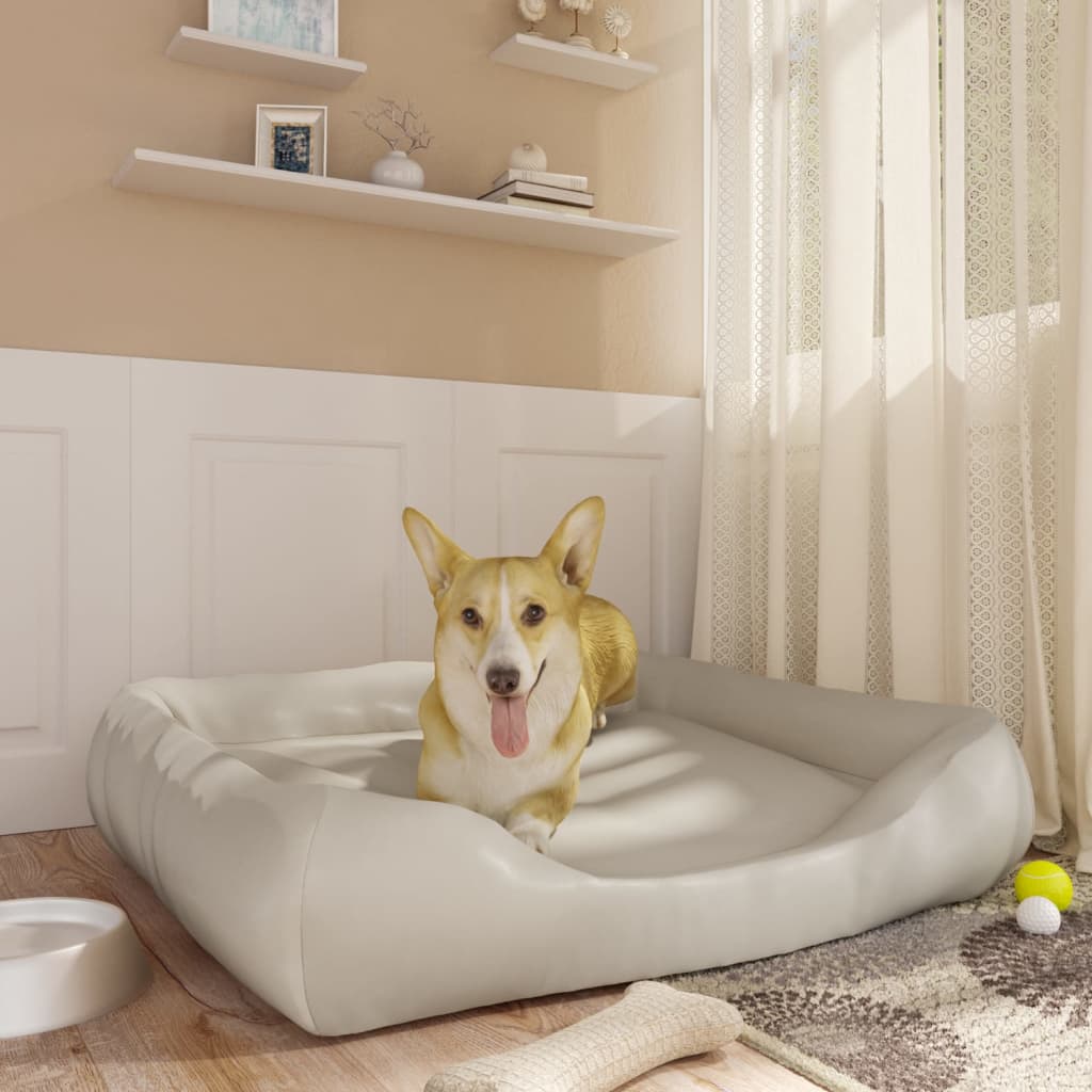 Berkfield Dog Bed Beige 80x68x23 cm Faux Leather