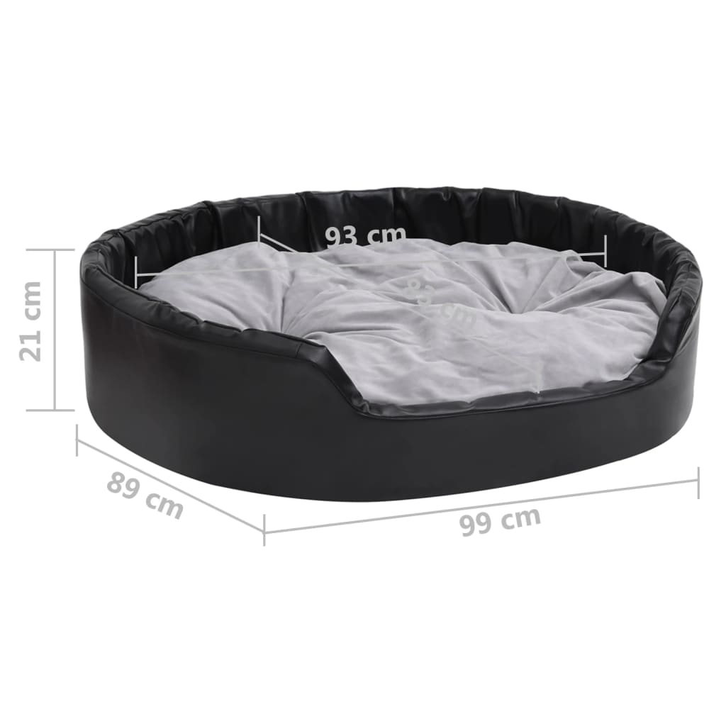 Berkfield Dog Bed Black and Grey 99x89x21 cm Plush and Faux Leather
