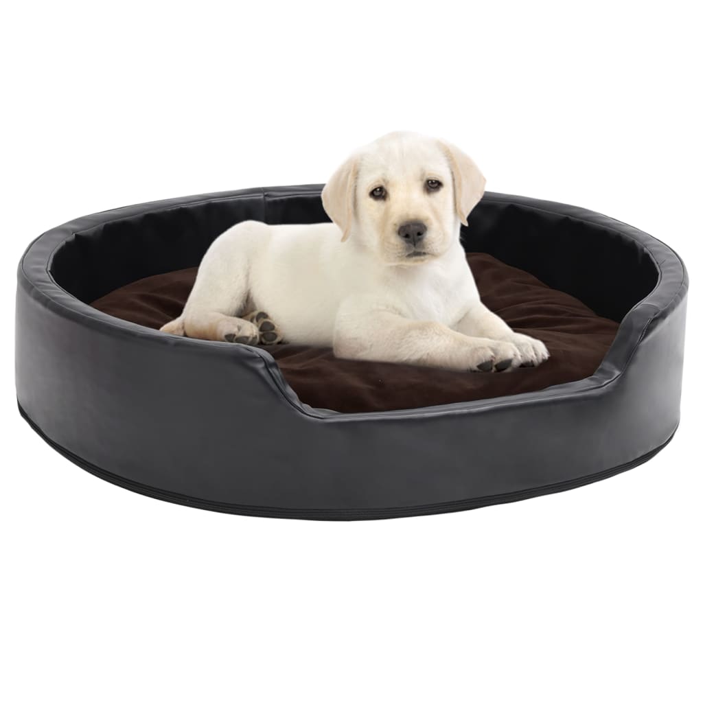 Berkfield Dog Bed Black and Brown 79x70x19 cm Plush and Faux Leather