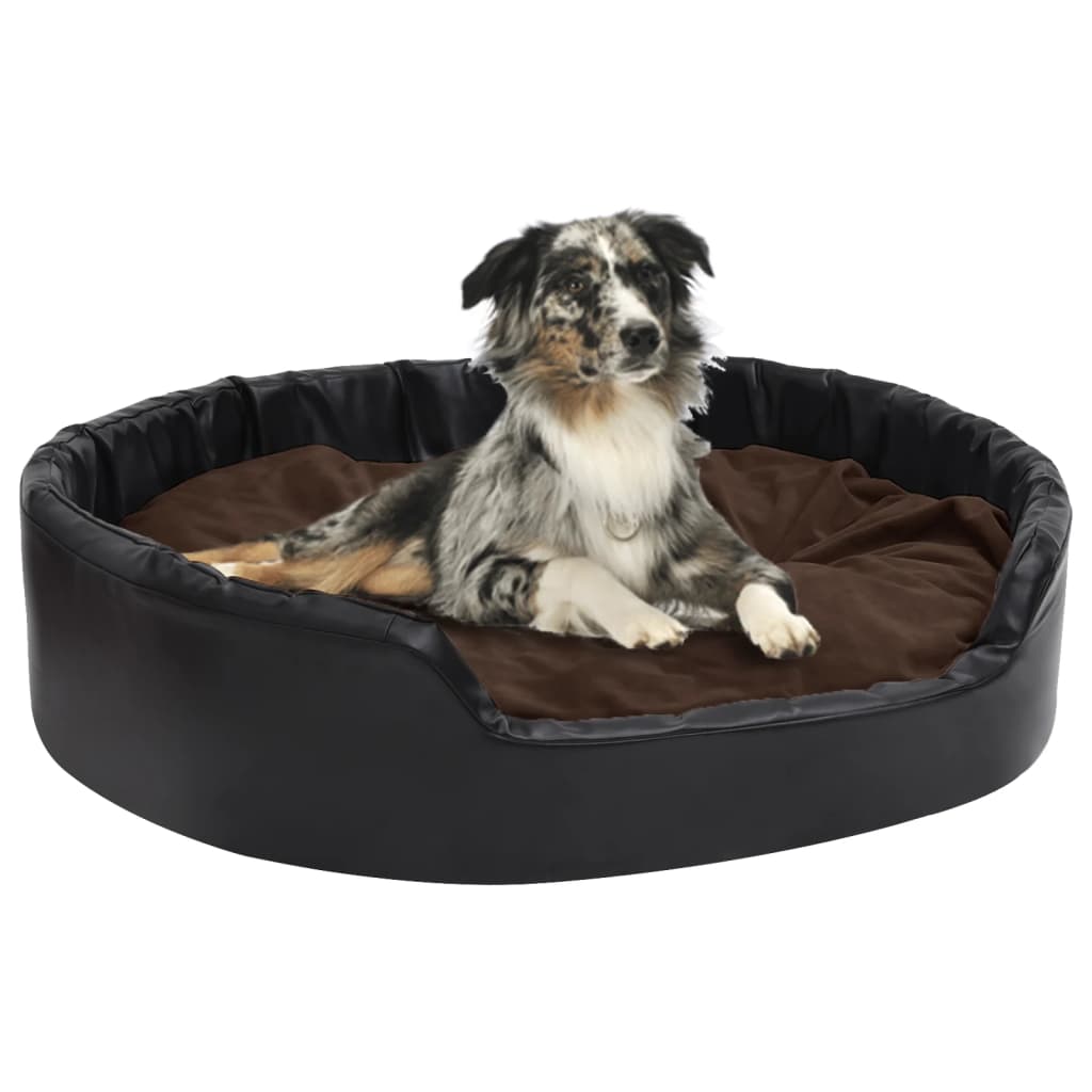 Berkfield Dog Bed Black and Brown 99x89x21 cm Plush and Faux Leather