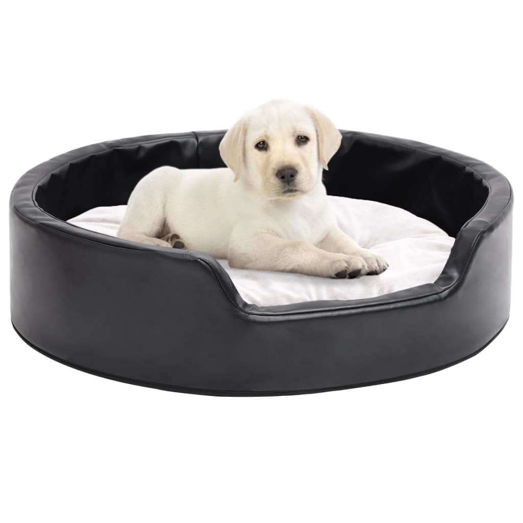Berkfield Dog Bed Black and Beige 69x59x19 cm Plush and Faux Leather