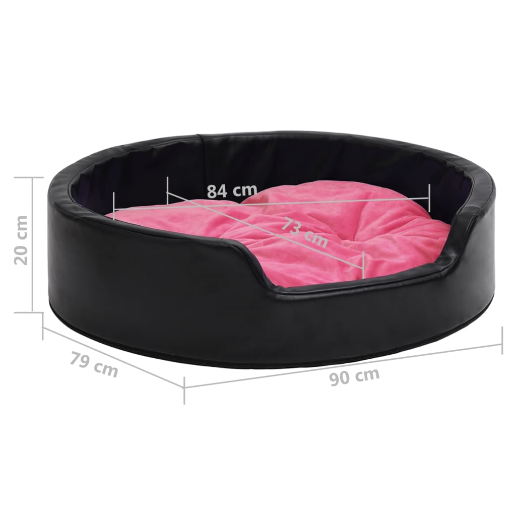 Berkfield Dog Bed Black and Pink 90x79x20 cm Plush and Faux Leather
