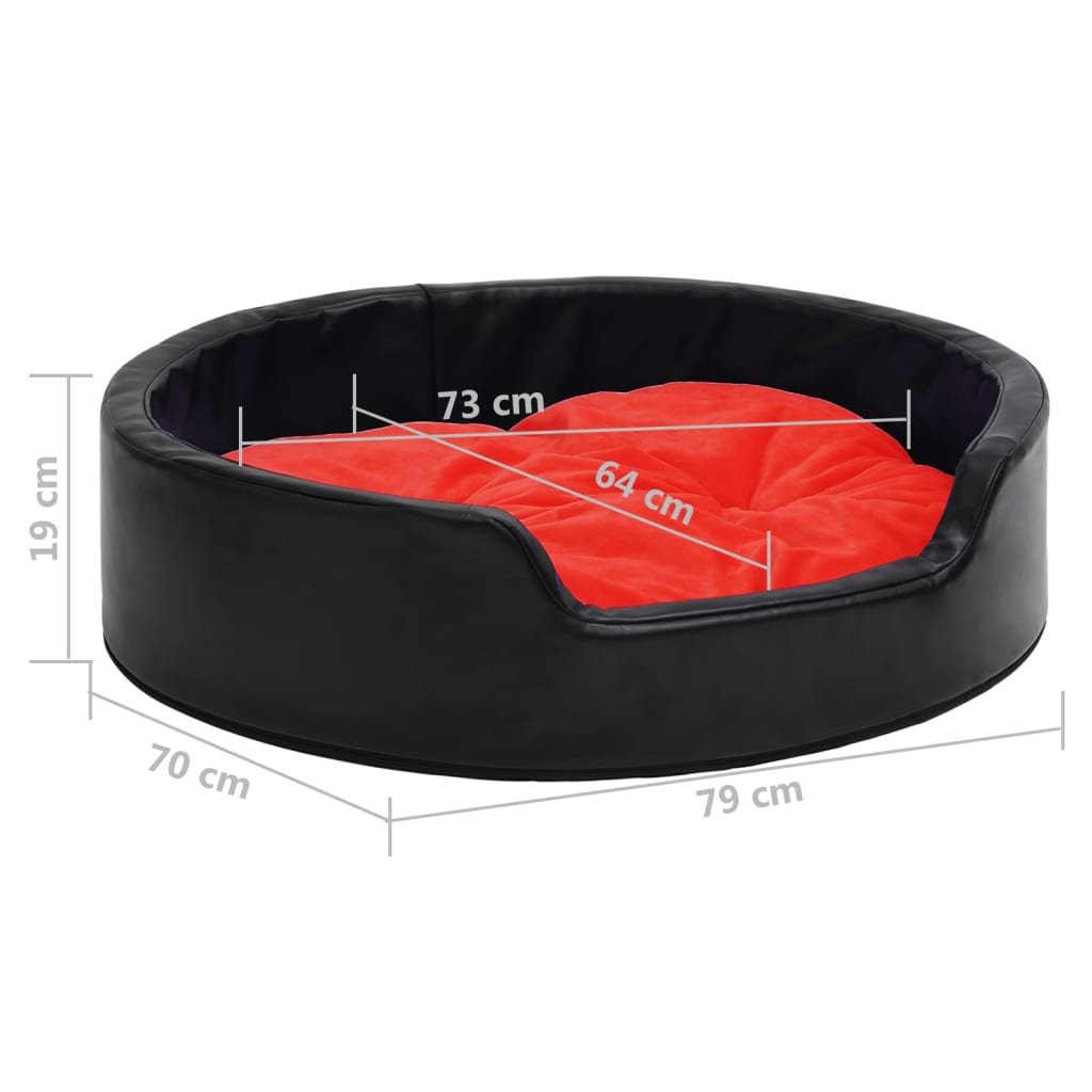 Berkfield Dog Bed Black and Red 79x70x19 cm Plush and Faux Leather