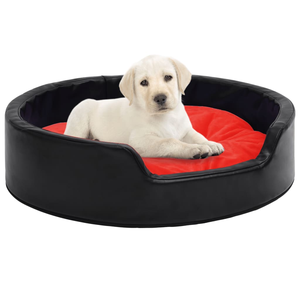 Berkfield Dog Bed Black and Red 90x79x20 cm Plush and Faux Leather
