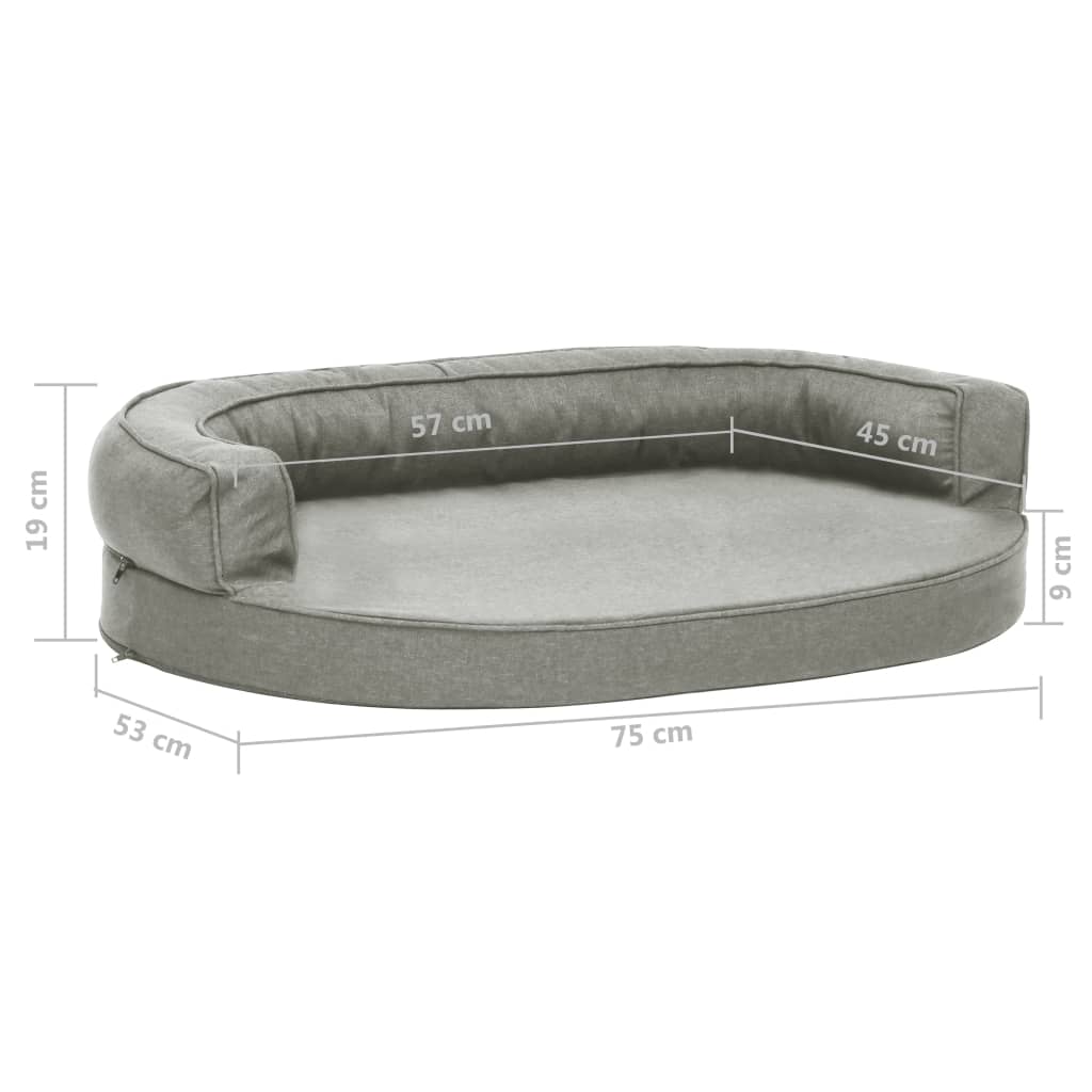 Berkfield Ergonomic Dog Bed Mattress 75x53 cm Linen Look Grey