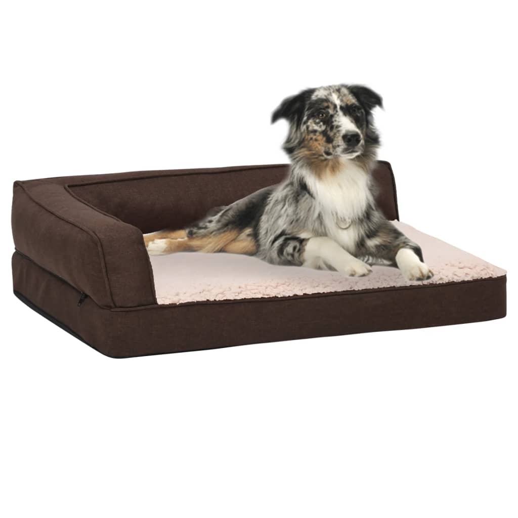 Berkfield Ergonomic Dog Bed Mattress 60x42 cm Linen Look Fleece Brown
