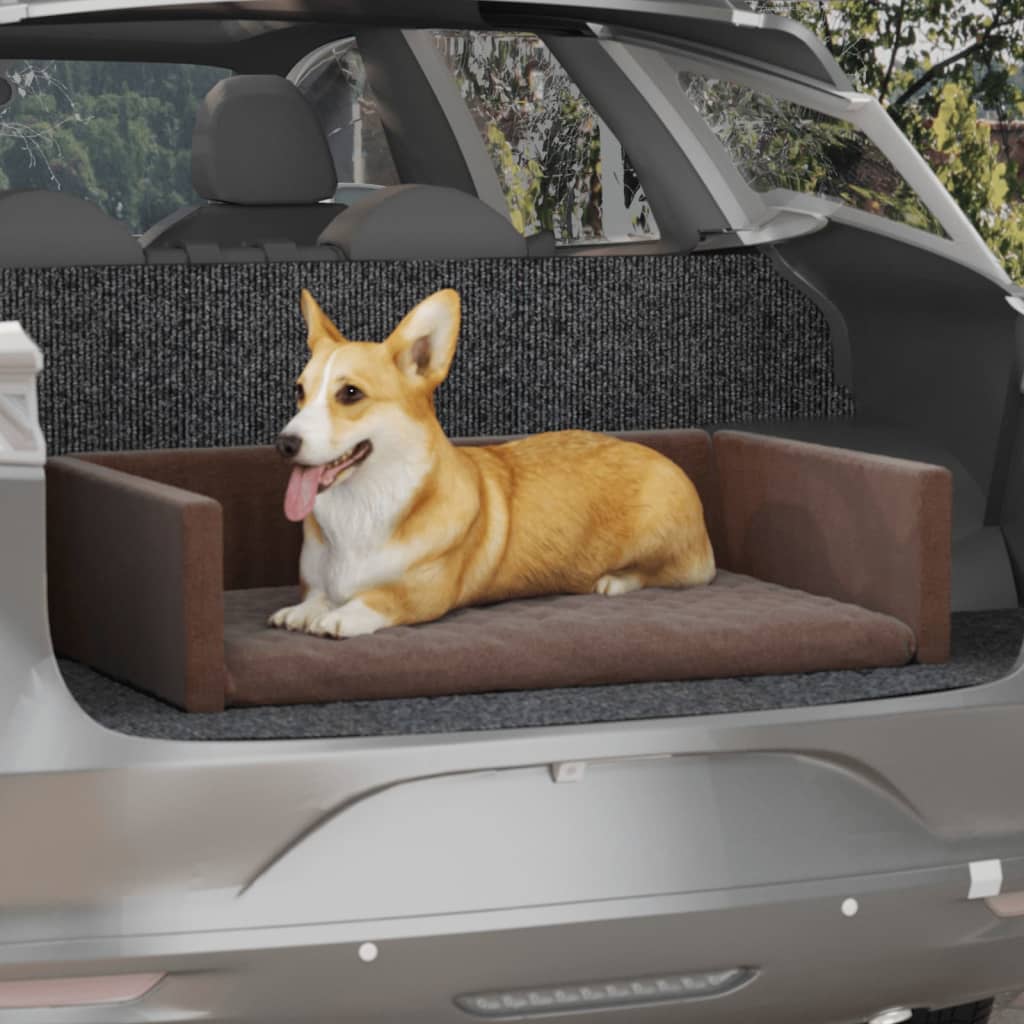 Berkfield Dog Car Boot Brown 110x70 cm Linen Look