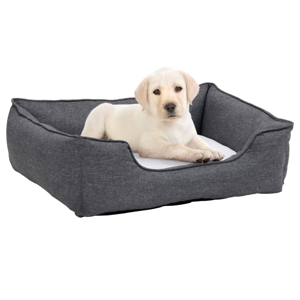 Berkfield Dog Bed Grey and White 85.5x70x23 cm Linen Look Fleece