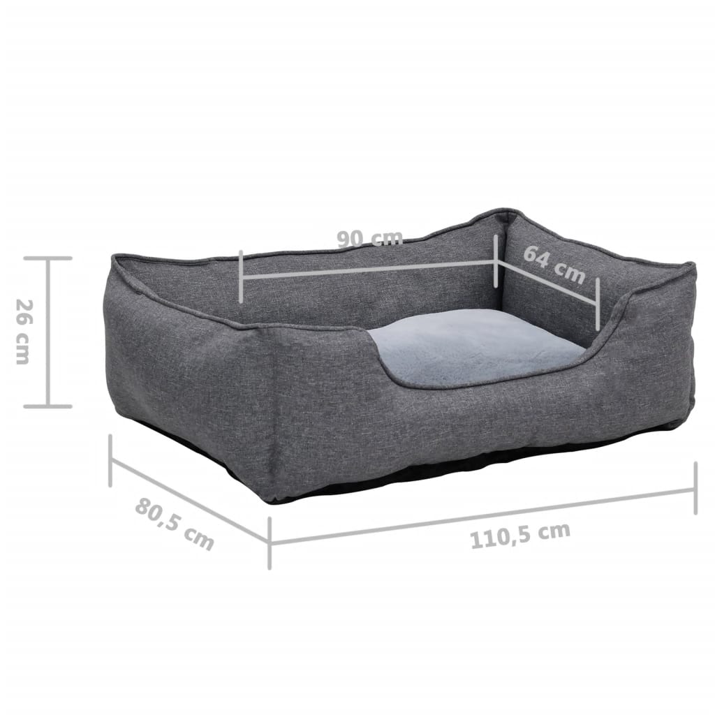 Berkfield Dog Bed Grey 110.5x80.5x26 cm Linen Look Fleece