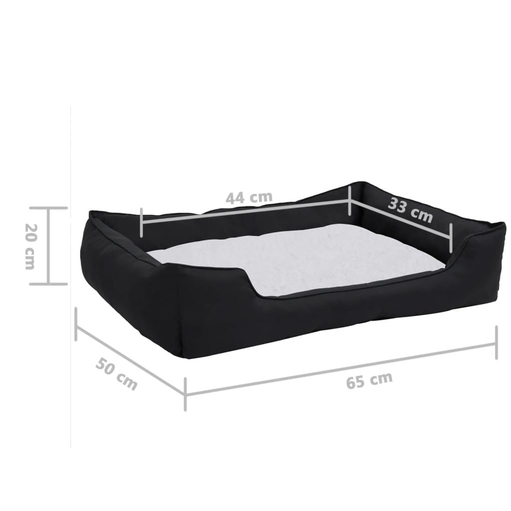 Berkfield Dog Bed Black and White 65x50x20 cm Linen Look Fleece