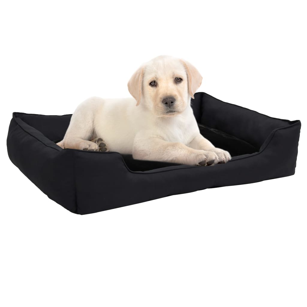 Berkfield Dog Bed Black 110.5x80.5x26 cm Linen Look Fleece