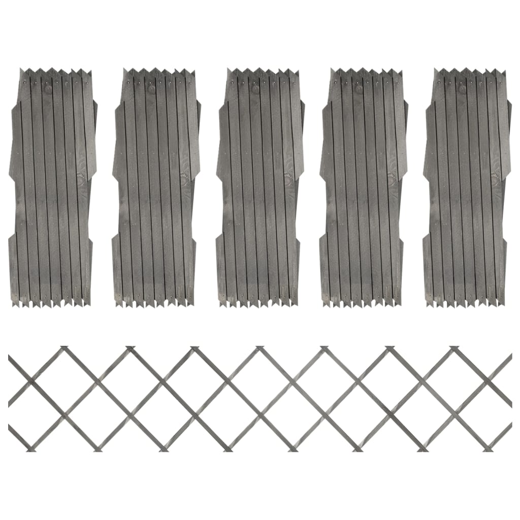 Berkfield Trellis Fences 5 pcs Grey Solid Firwood 180x30 cm